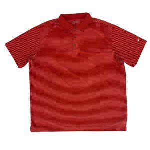 Men's Nike Golf‎ Dri-Fit Short Sleeve Polo Shirt Red with White Stripes XXL